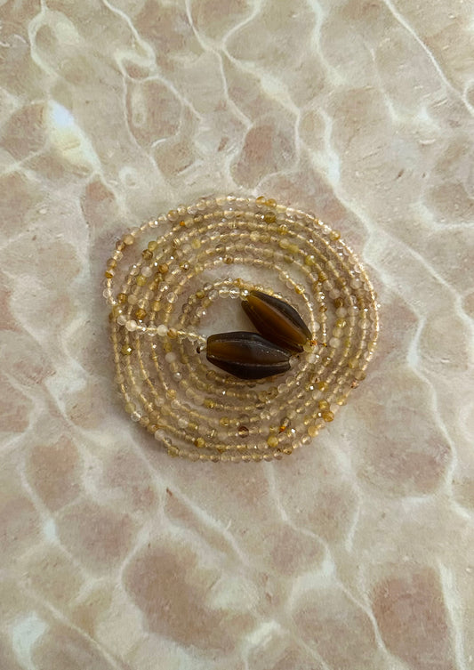 Golden Quartz beads with melon shaped ends